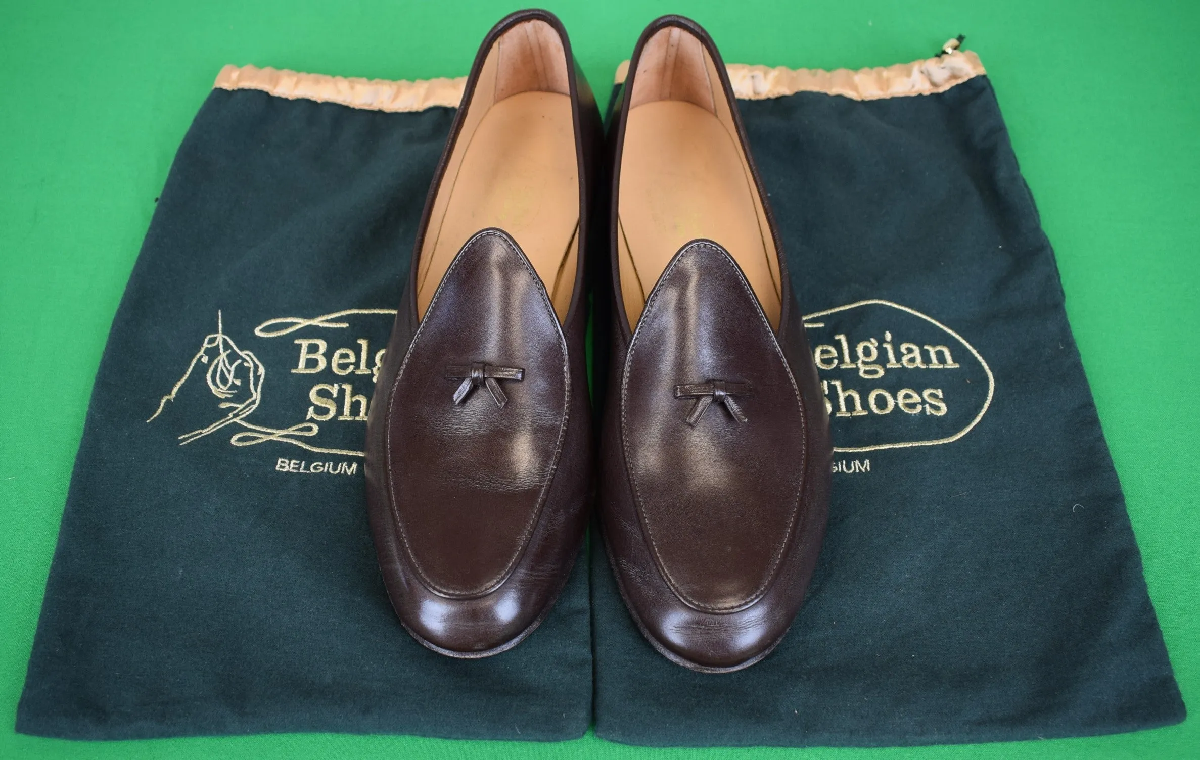 Belgian Brown Calf Loafers Model Henri Sz 12M (w/ Shoe Bags)