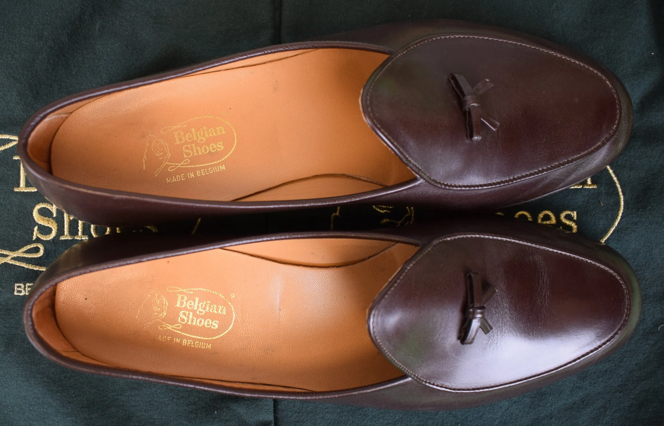 Belgian Brown Calf Loafers Model Henri Sz 12M (w/ Shoe Bags)