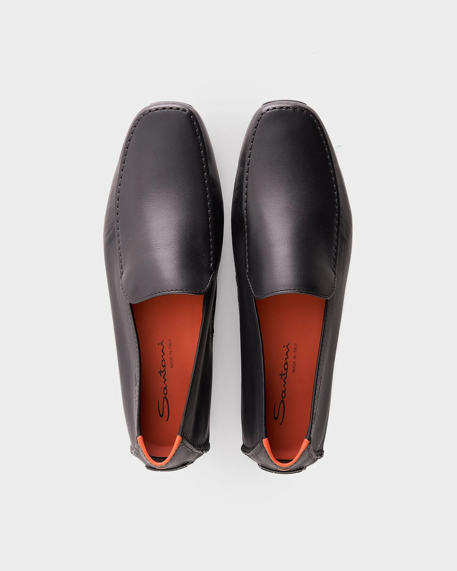 Black Polished Leather Loafers