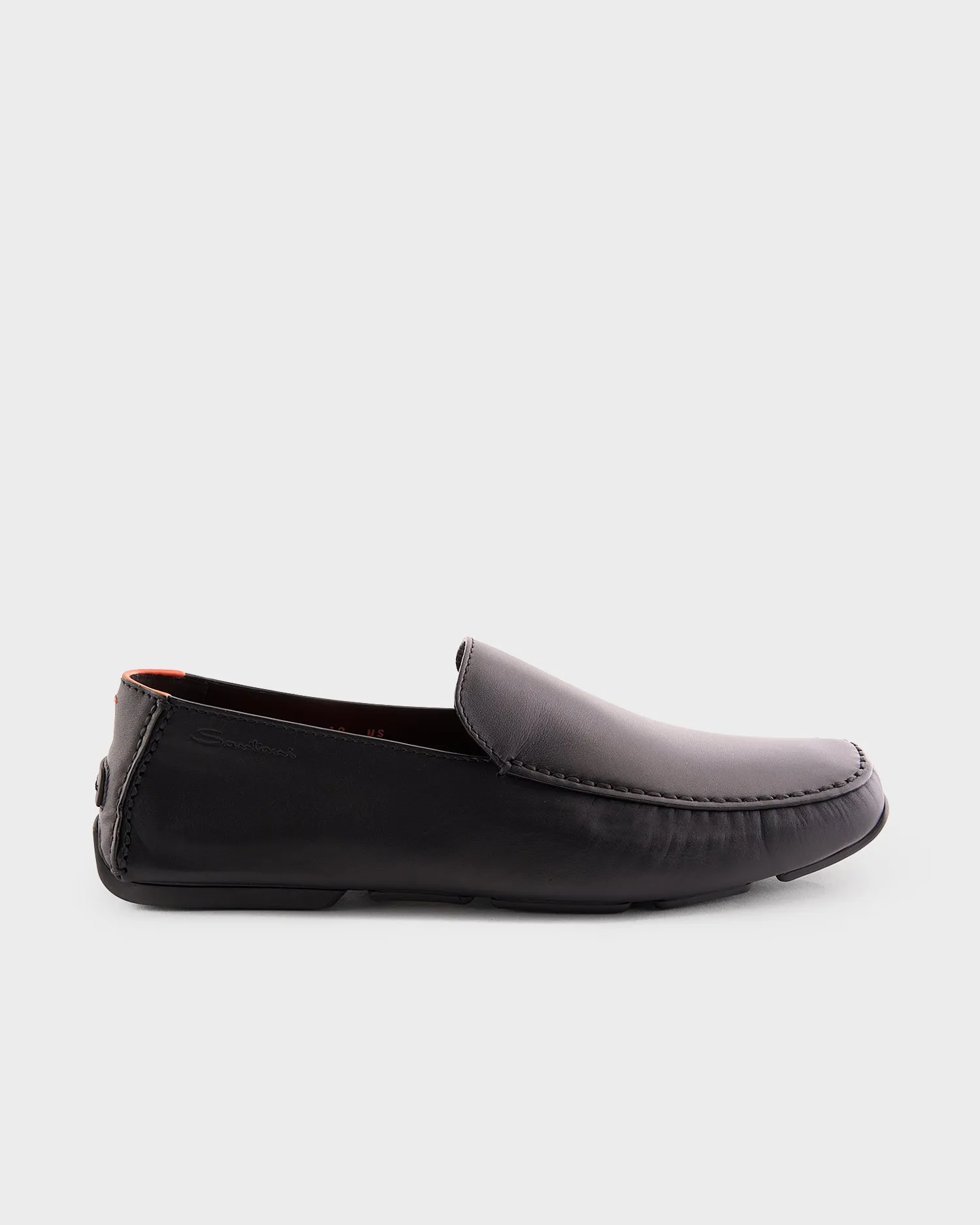 Black Polished Leather Loafers