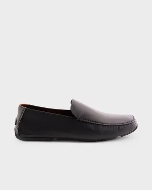 Black Polished Leather Loafers