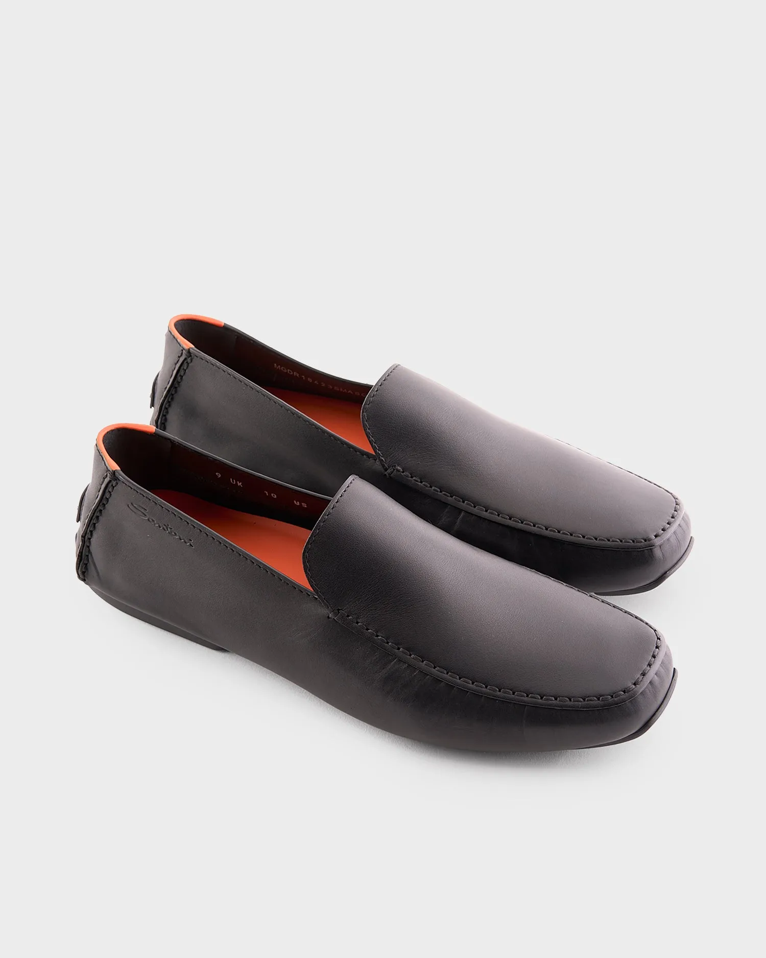 Black Polished Leather Loafers