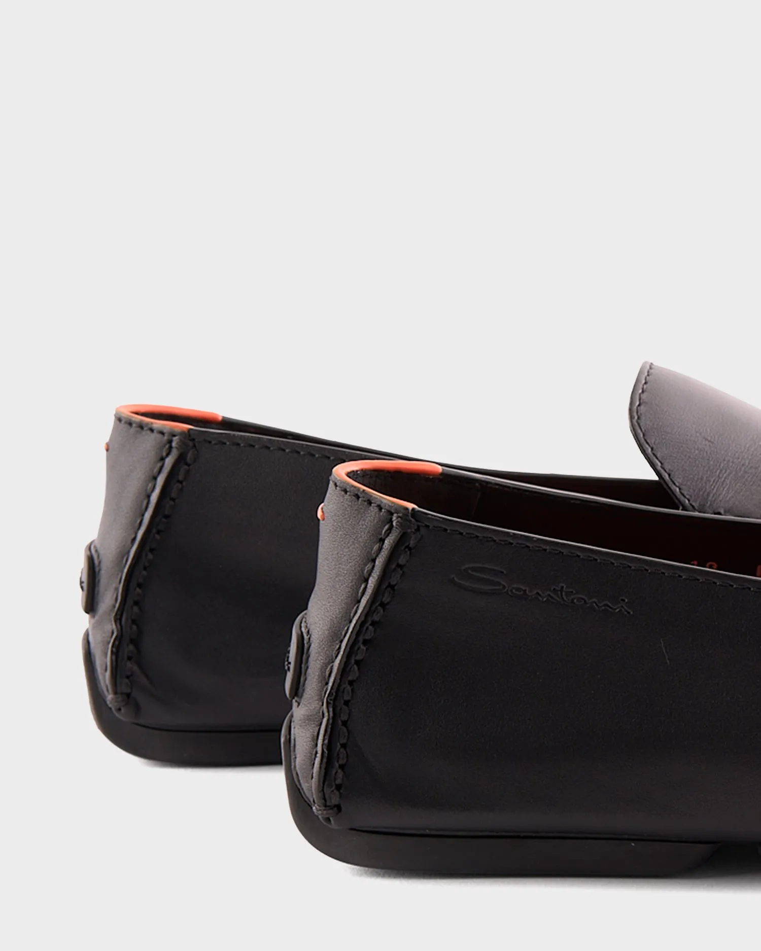 Black Polished Leather Loafers