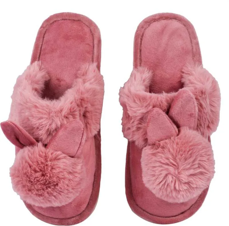 Brauch Women's Pink Bunny Winter Slippers