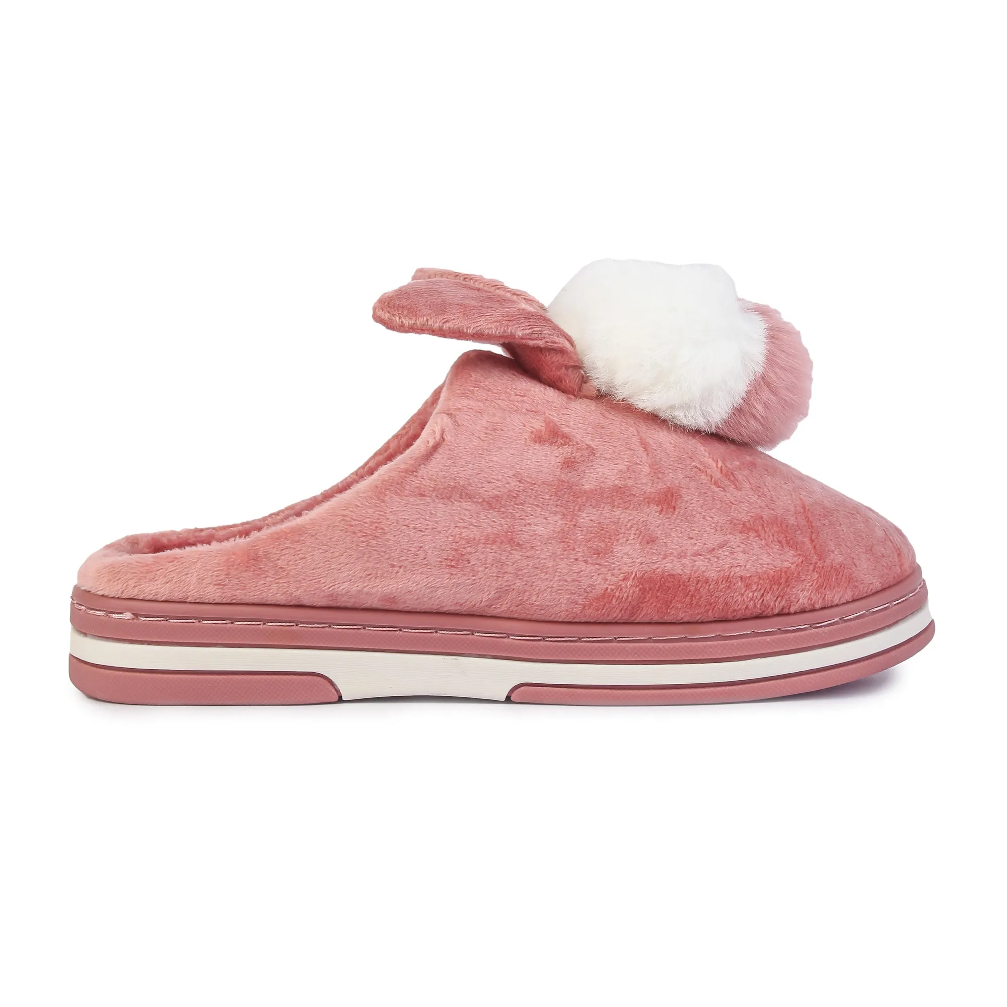 Brauch Women's Pink Furry Bunny Winter Slippers