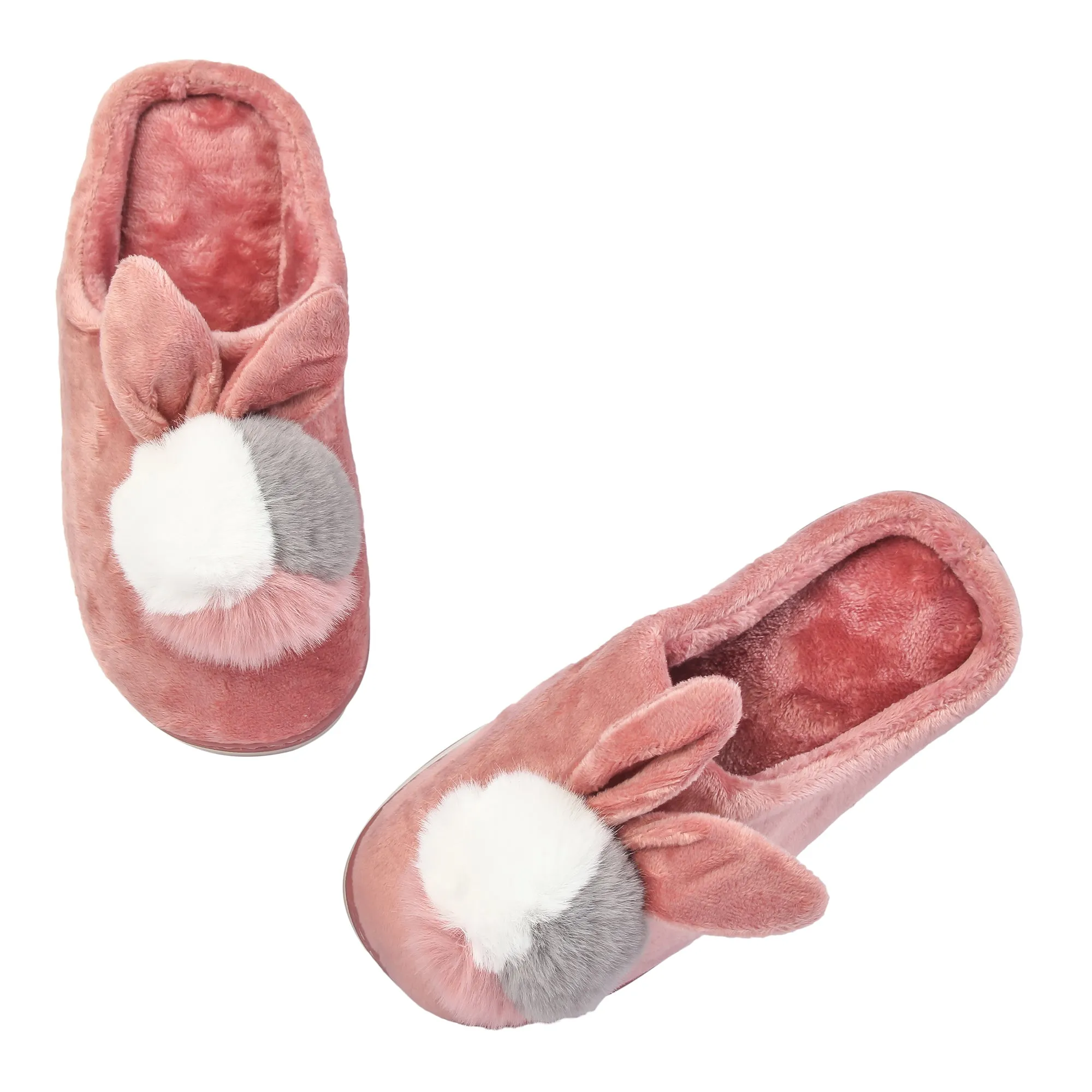 Brauch Women's Pink Furry Bunny Winter Slippers