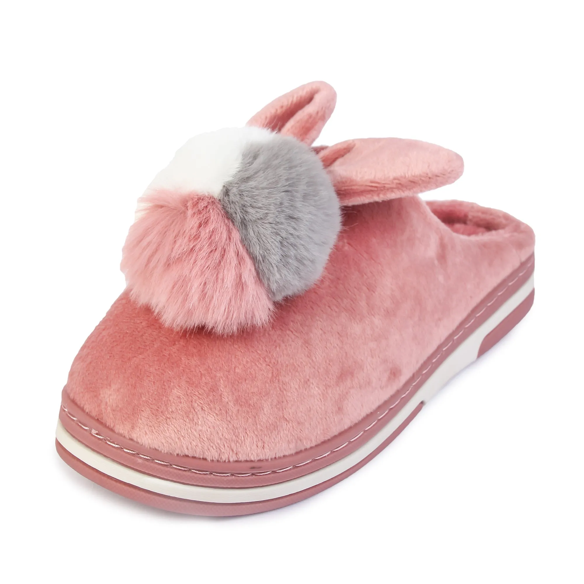 Brauch Women's Pink Furry Bunny Winter Slippers