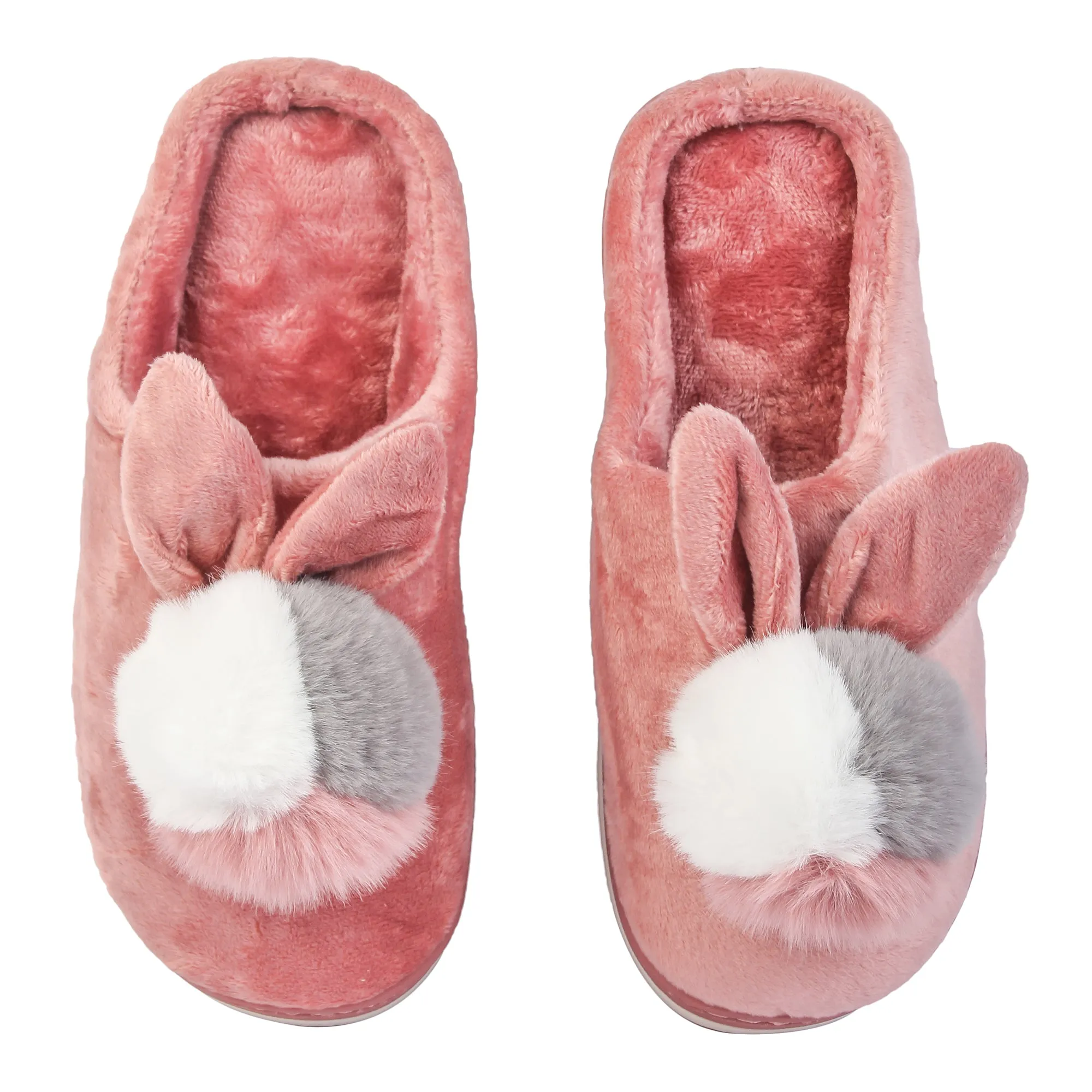 Brauch Women's Pink Furry Bunny Winter Slippers