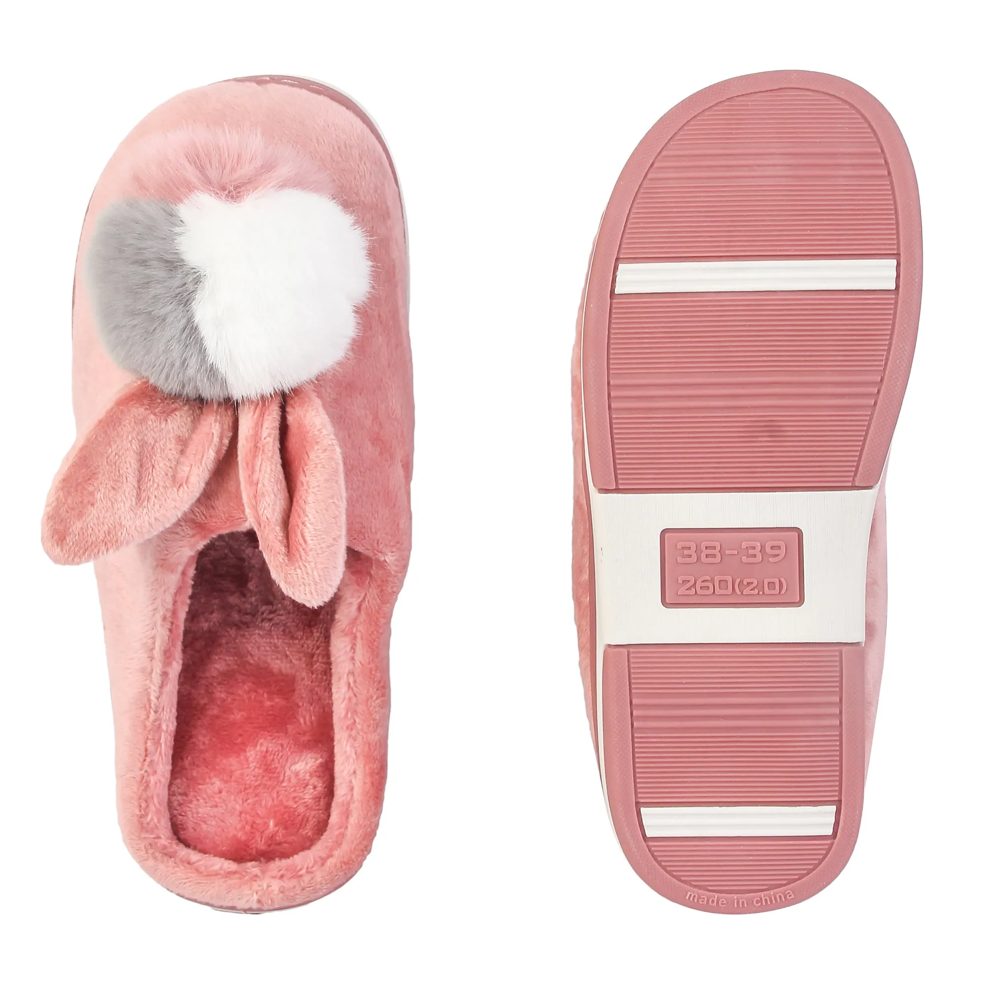 Brauch Women's Pink Furry Bunny Winter Slippers
