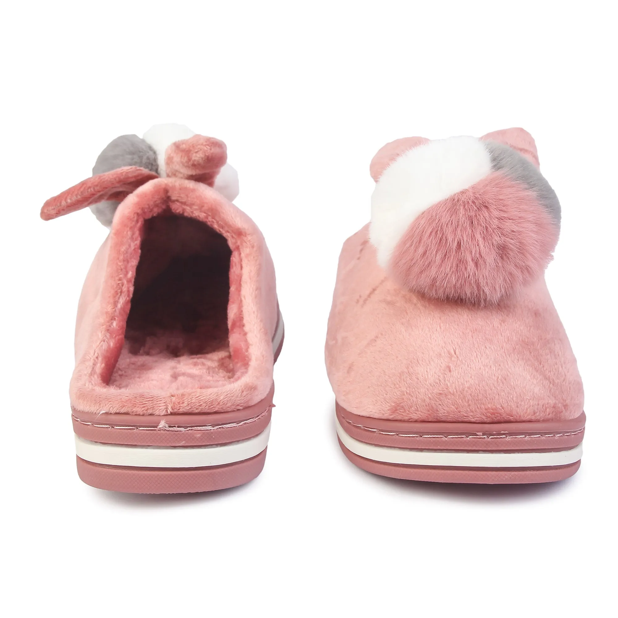 Brauch Women's Pink Furry Bunny Winter Slippers