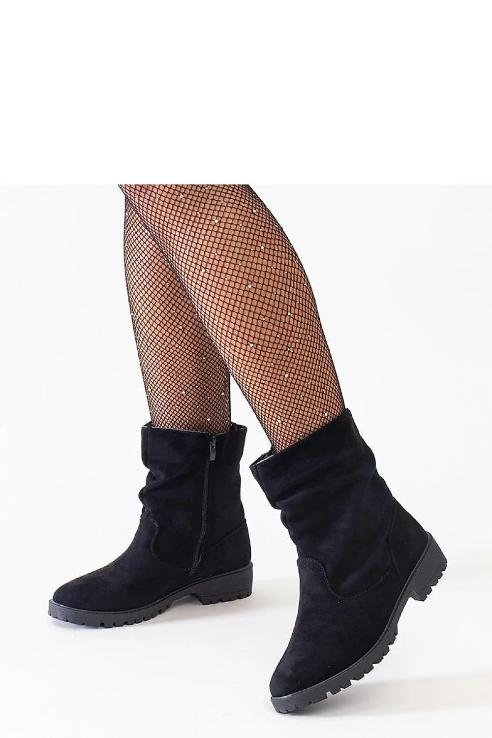 Brown wrinkled ankle boots