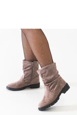 Brown wrinkled ankle boots