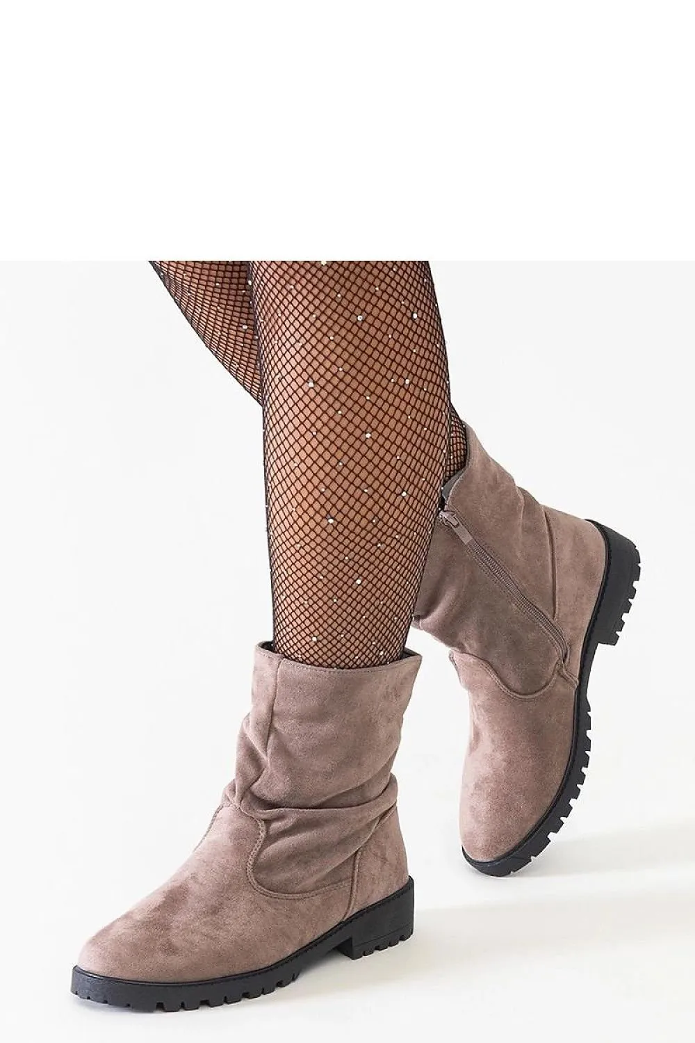 Brown wrinkled ankle boots