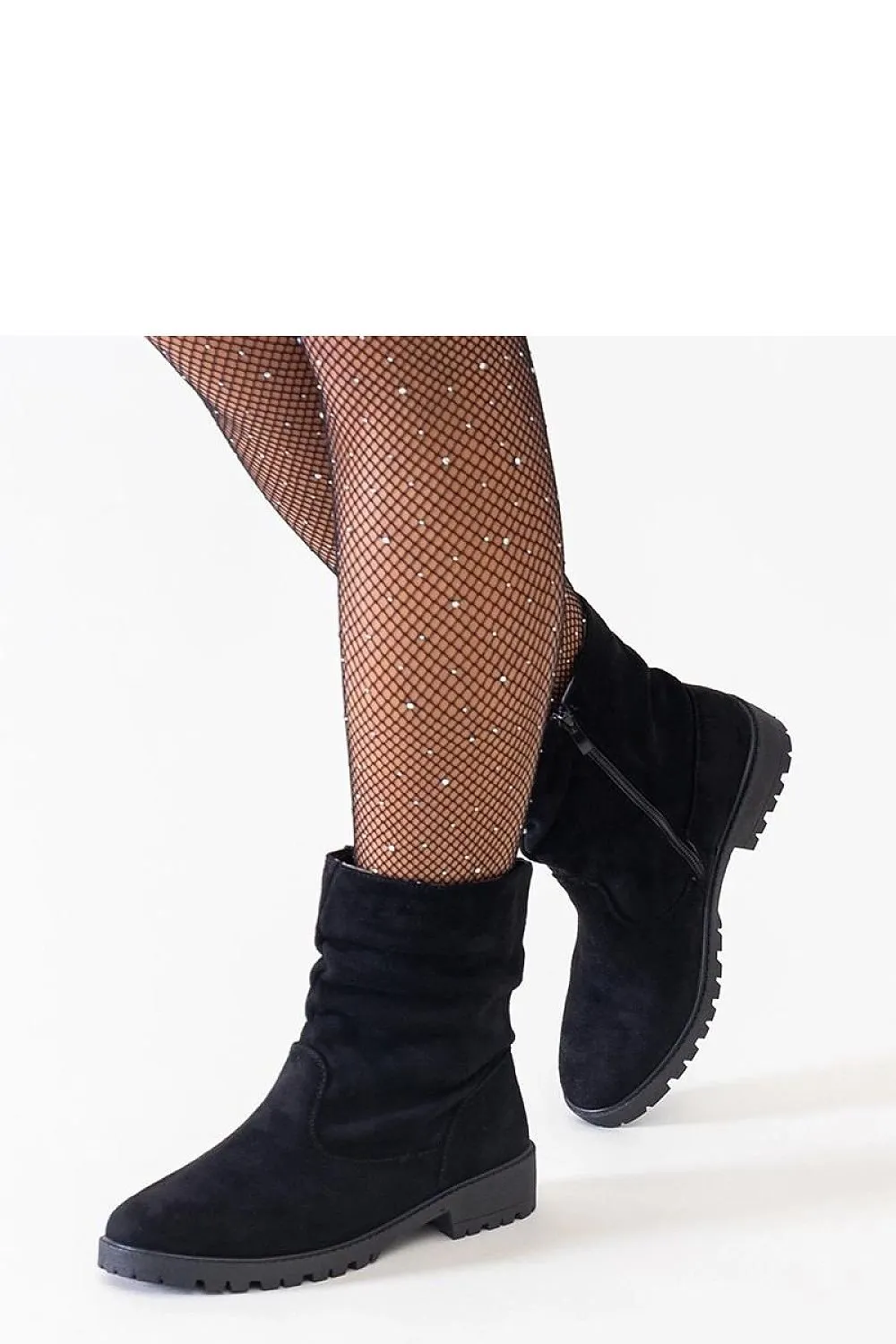 Brown wrinkled ankle boots