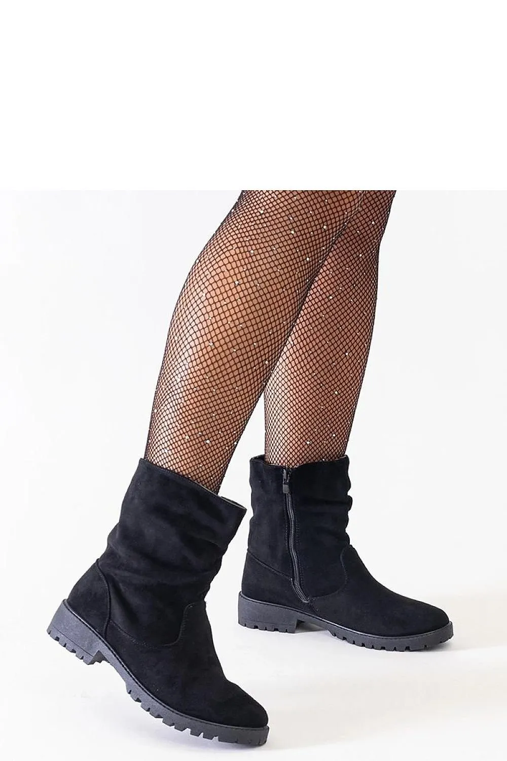 Brown wrinkled ankle boots