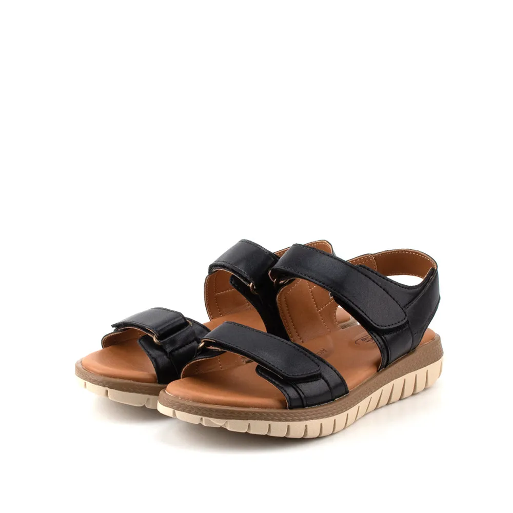 camel active Women Kalissa 3 Velcro-Strap Sandals with slip-on comfort Panel Design Ladies Kalissa 3 -792204-DZ01SV-1-BLACK