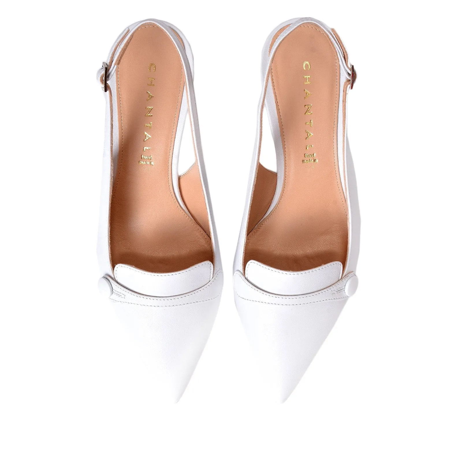 Capretto Sling Back Shoes In White