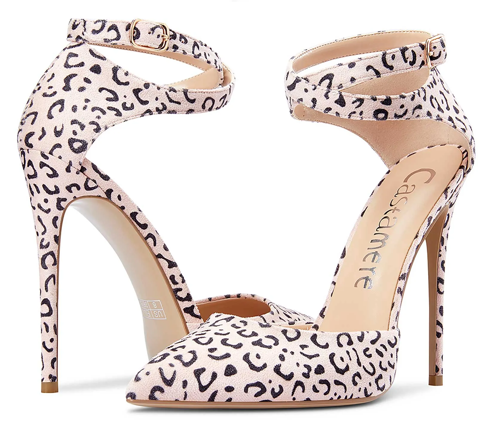 CASTAMERE Womens Ankle Strap High Heels Sandals Pointed Toe Sexy Sandal 12CM Stilettos Pumps