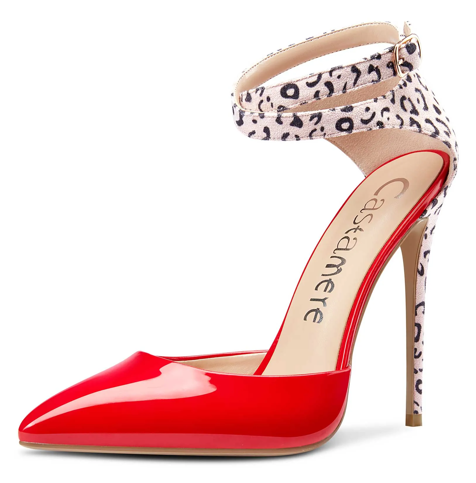 CASTAMERE Womens Ankle Strap High Heels Sandals Pointed Toe Sexy Sandal 12CM Stilettos Pumps