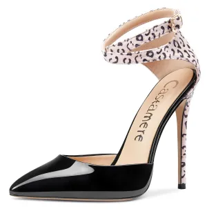 CASTAMERE Womens Ankle Strap High Heels Sandals Pointed Toe Sexy Sandal 12CM Stilettos Pumps