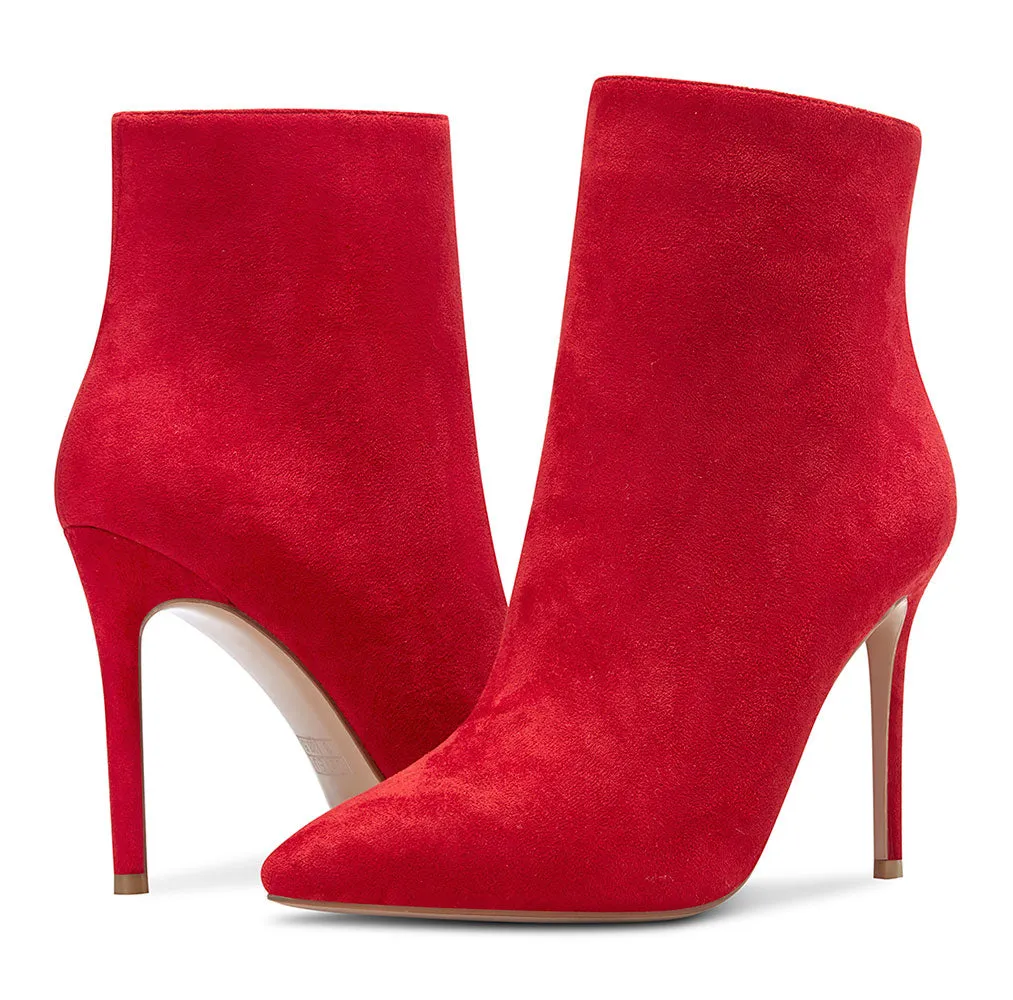 CASTAMERE Womens High Heel Ankle Boots Pointed Toe Slip-on Buckle Stiletto Boot 10CM Heels