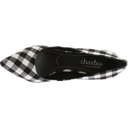 Charles David Maxx Black White Pointed Toe Dress Plaid Pump