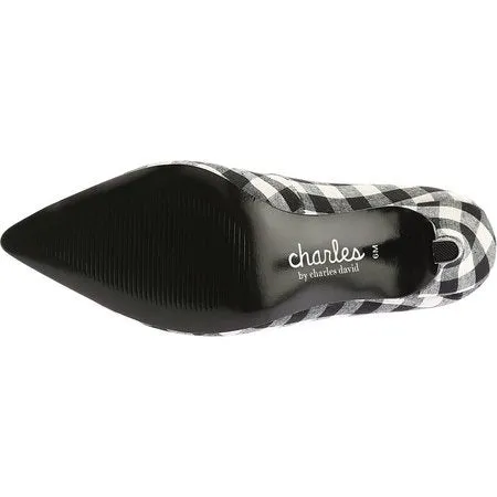 Charles David Maxx Black White Pointed Toe Dress Plaid Pump