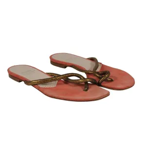 Cheap And Chic Sandals US 7.5 Orange Gold Thong Slip On Slides