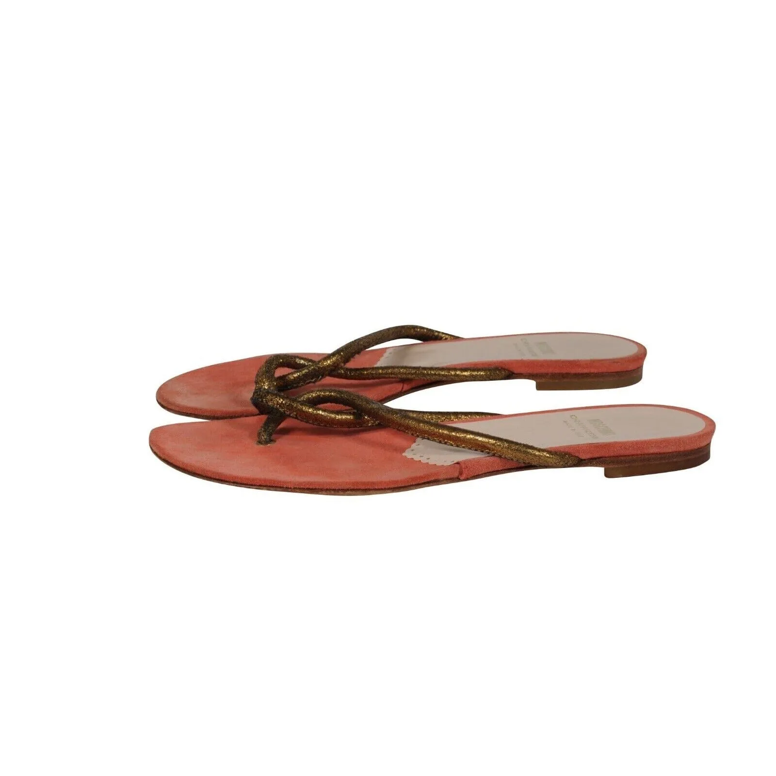 Cheap And Chic Sandals US 7.5 Orange Gold Thong Slip On Slides