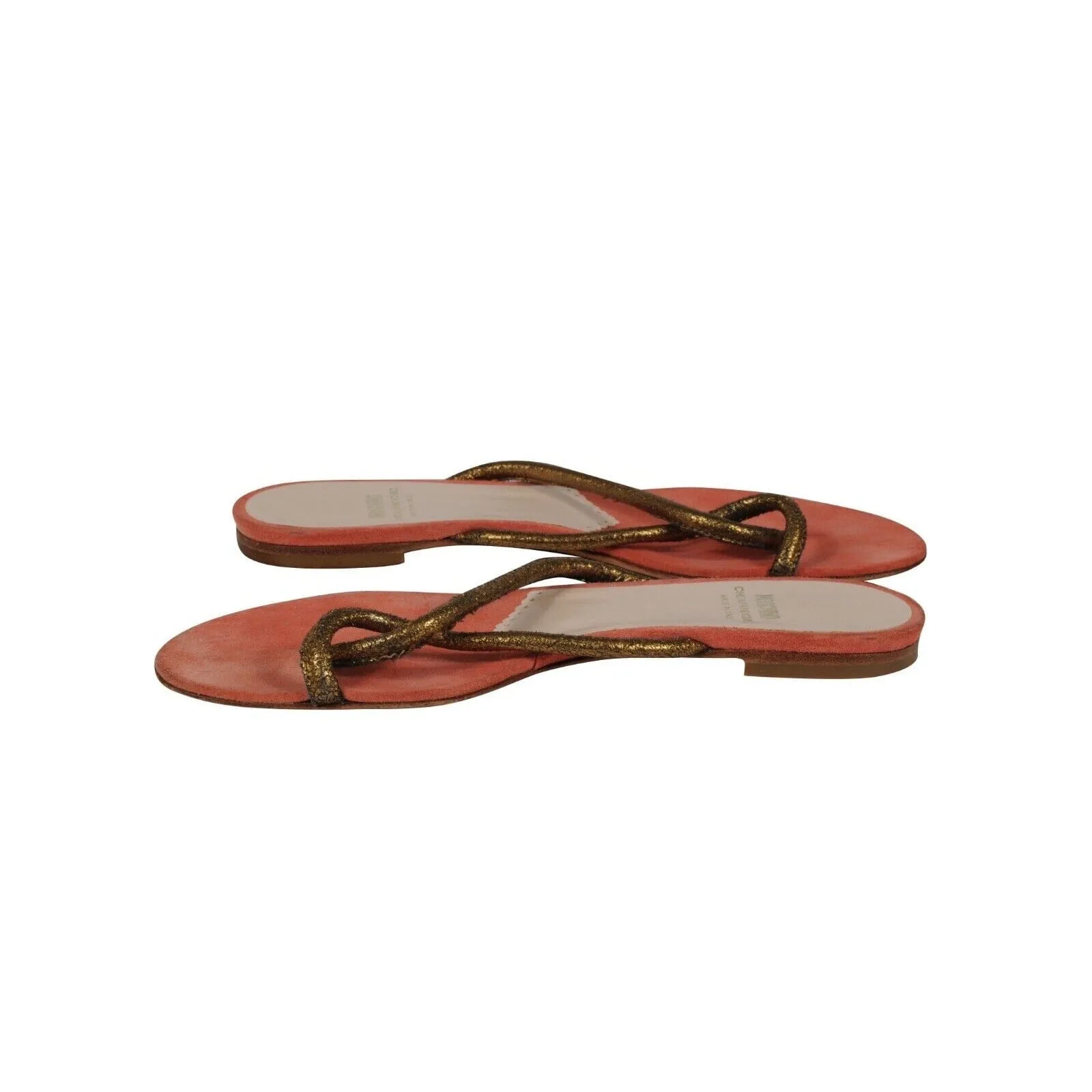 Cheap And Chic Sandals US 7.5 Orange Gold Thong Slip On Slides