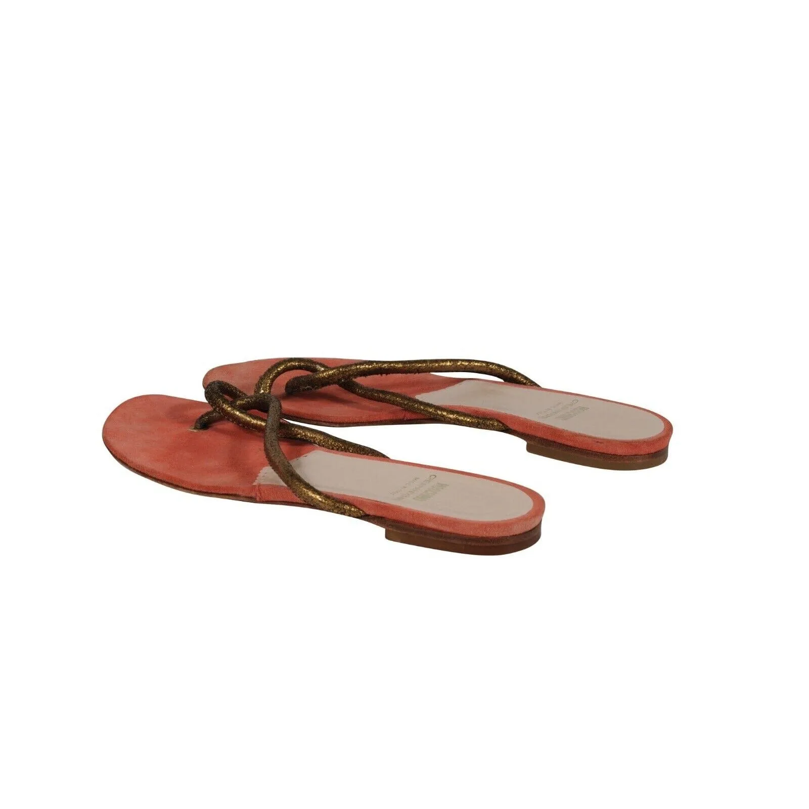 Cheap And Chic Sandals US 7.5 Orange Gold Thong Slip On Slides