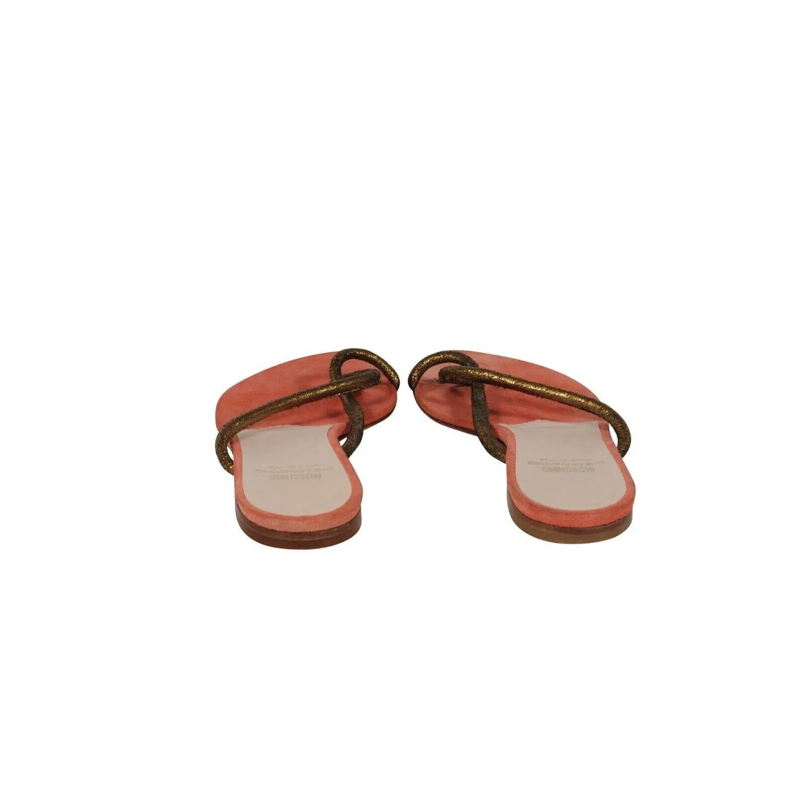 Cheap And Chic Sandals US 7.5 Orange Gold Thong Slip On Slides