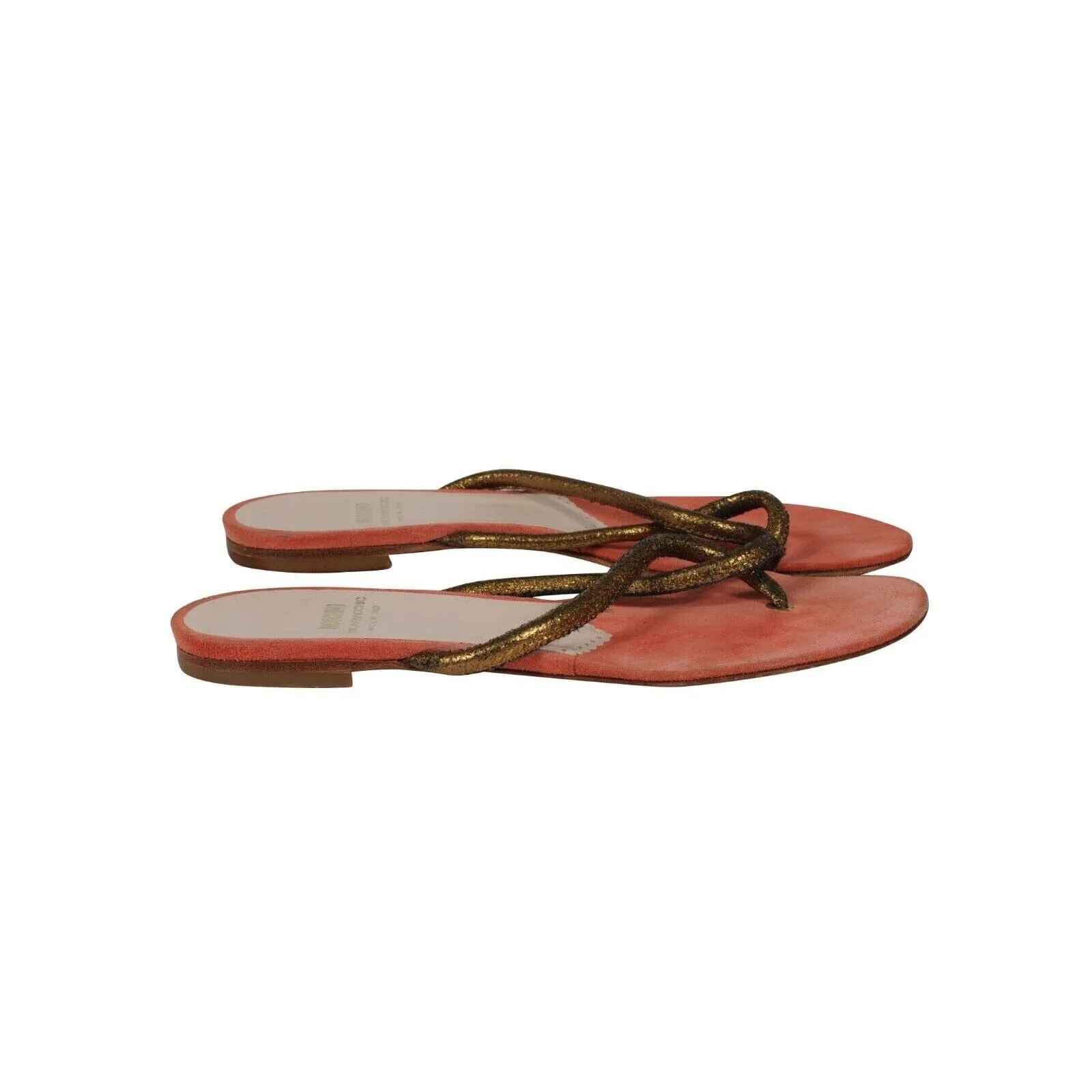 Cheap And Chic Sandals US 7.5 Orange Gold Thong Slip On Slides