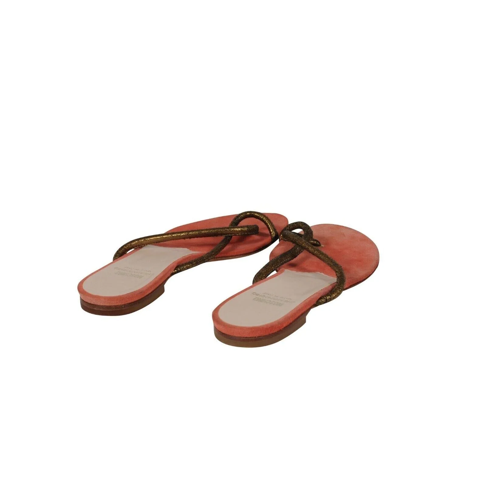 Cheap And Chic Sandals US 7.5 Orange Gold Thong Slip On Slides