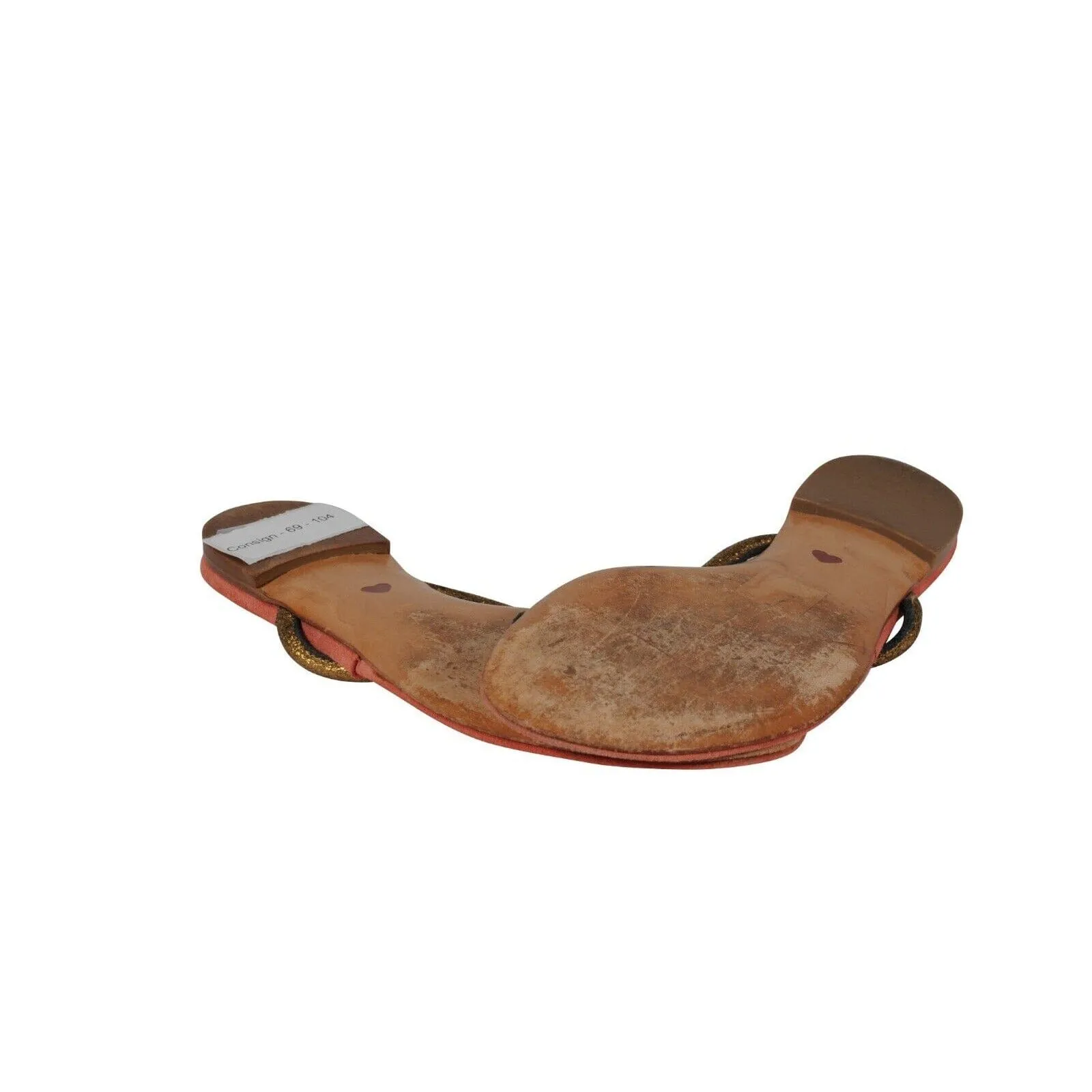 Cheap And Chic Sandals US 7.5 Orange Gold Thong Slip On Slides