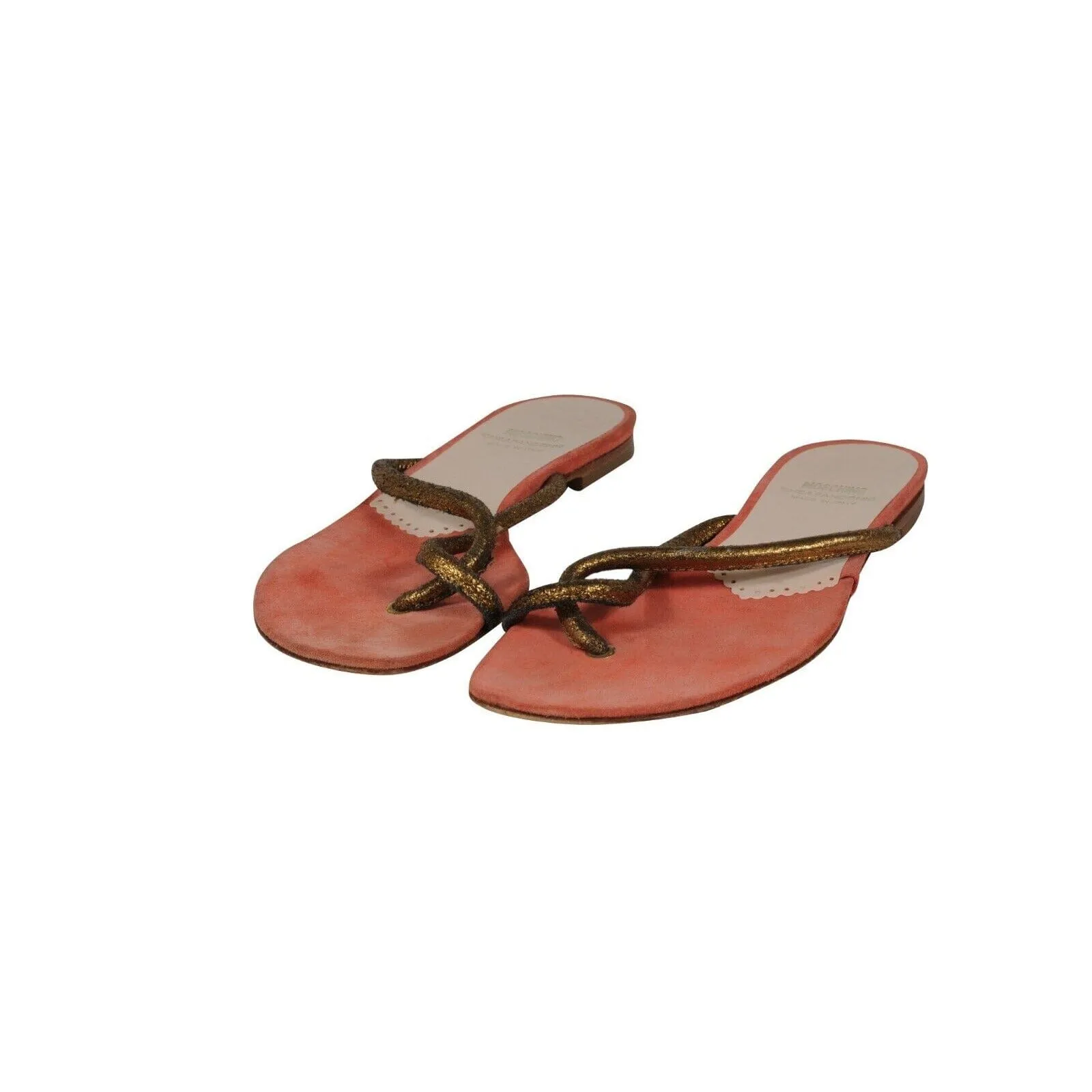 Cheap And Chic Sandals US 7.5 Orange Gold Thong Slip On Slides