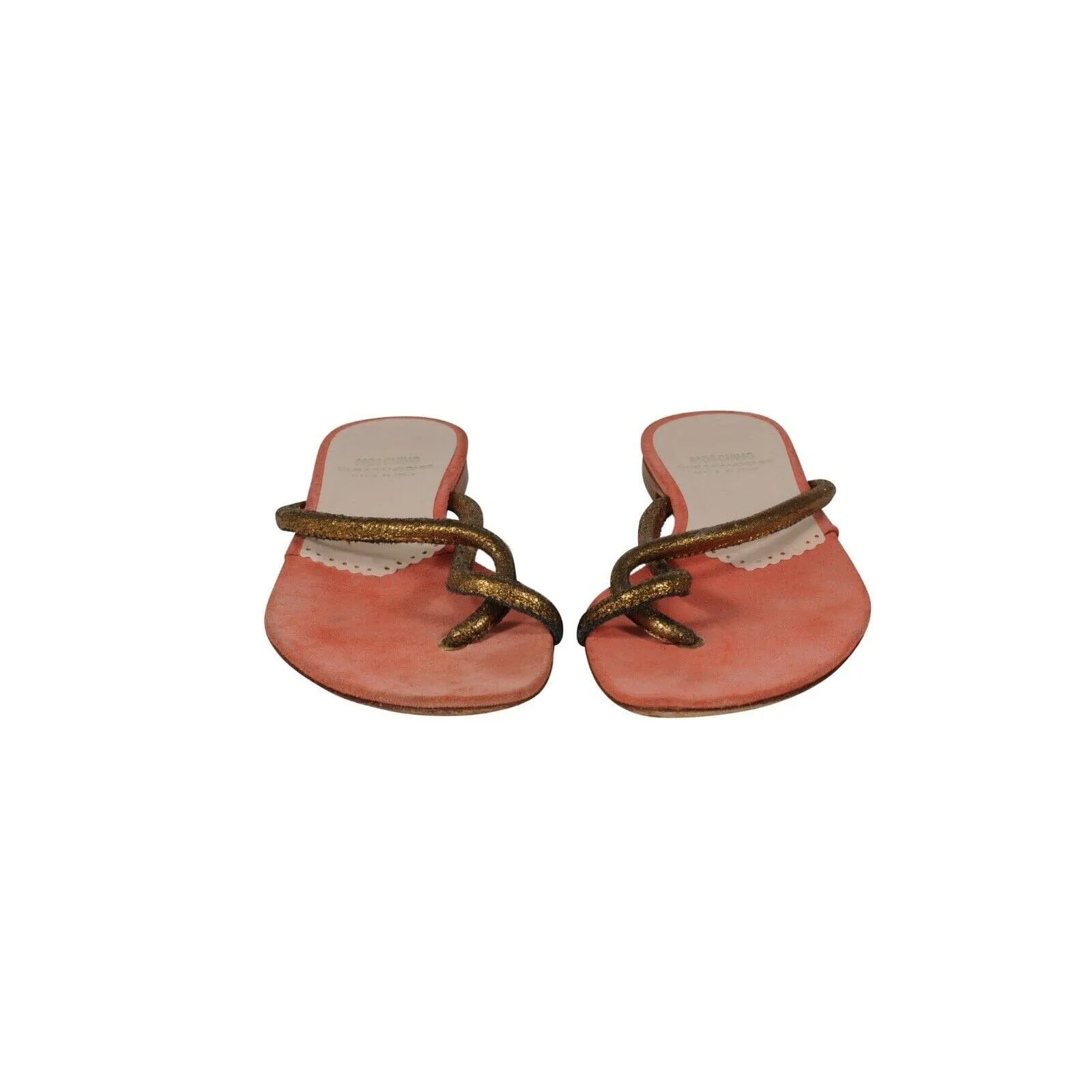 Cheap And Chic Sandals US 7.5 Orange Gold Thong Slip On Slides