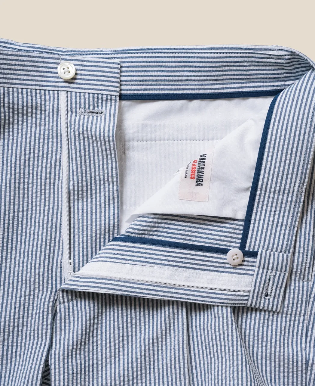 Classic Cut Ivy Trousers Seersucker Stripe