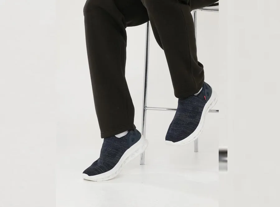 D555 Kingsize Hands Free Shoes For Men With Knitted Top (BLYTH 2) - Navy, 12-15