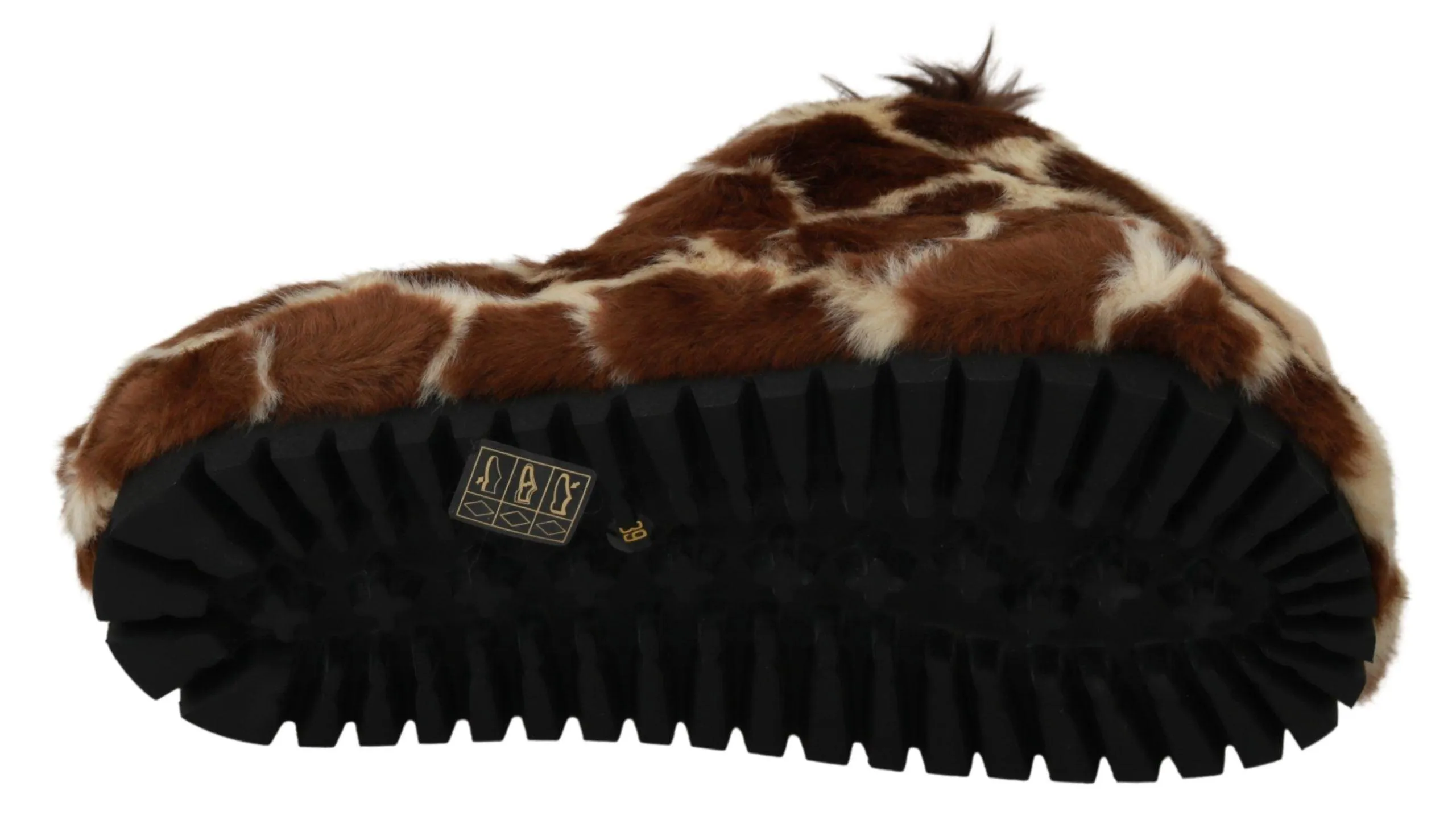 Dolce & Gabbana Giraffe Pattern Slides in Brown
