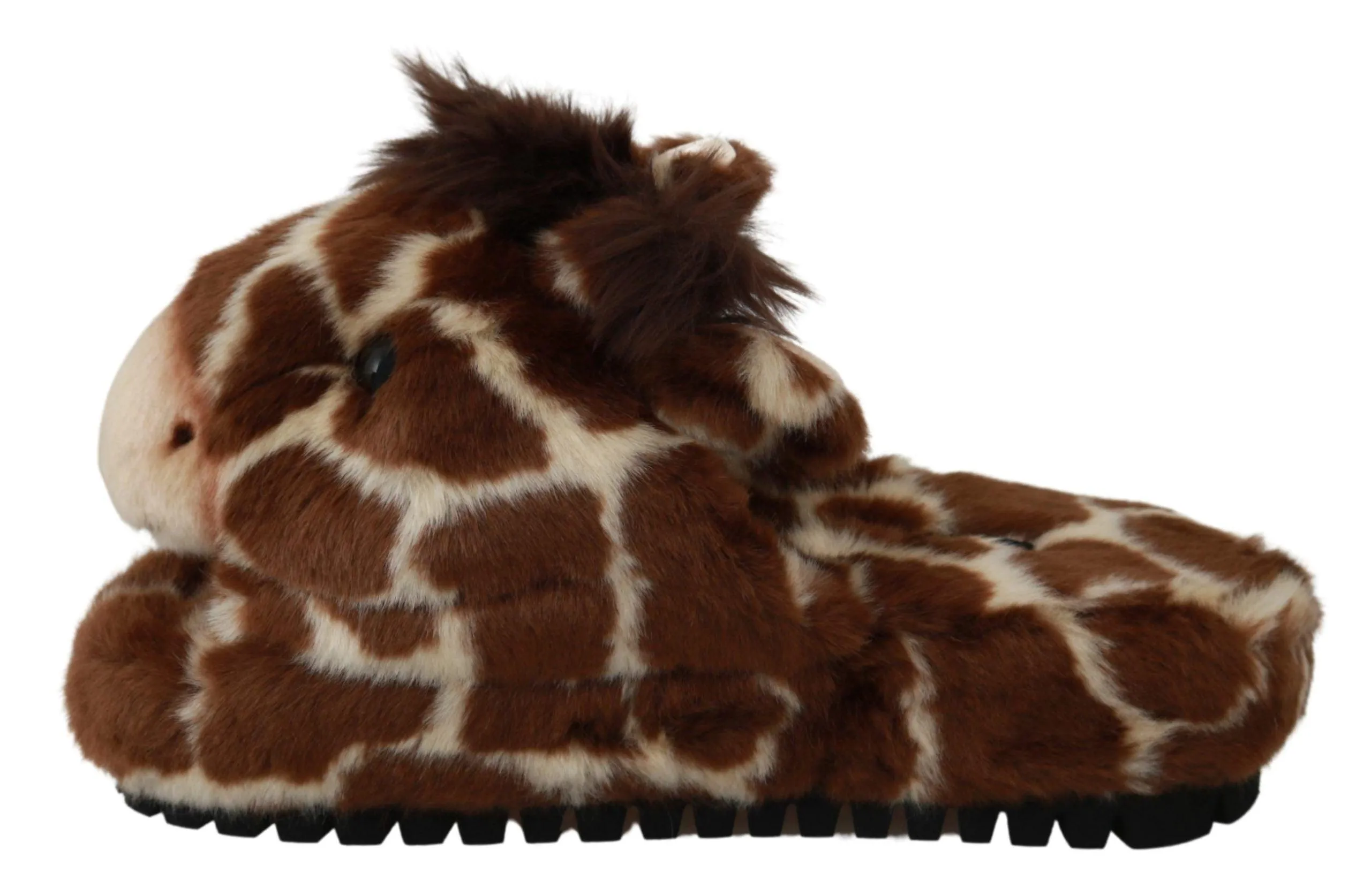 Dolce & Gabbana Giraffe Pattern Slides in Brown