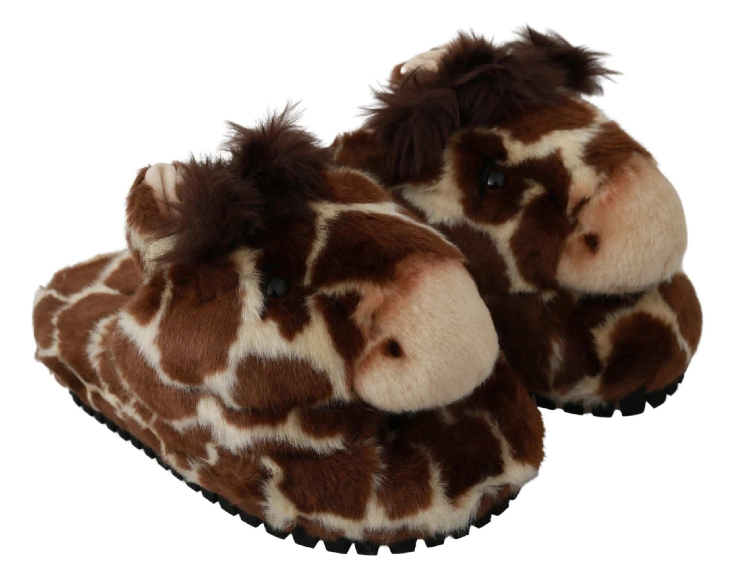Dolce & Gabbana Giraffe Pattern Slides in Brown