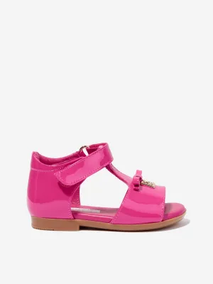 Dolce & Gabbana Girls Patent Leather Sandals in Pink