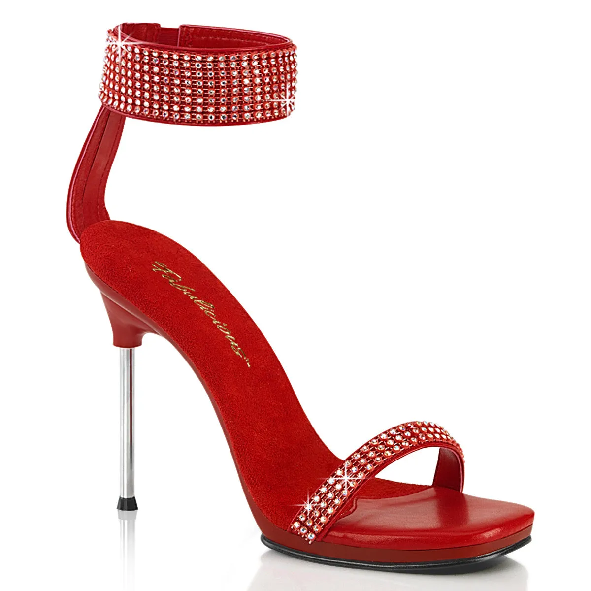 Fabulicious Chic 40 Womens 4 1/2" Heel, Rhinestone Sandal