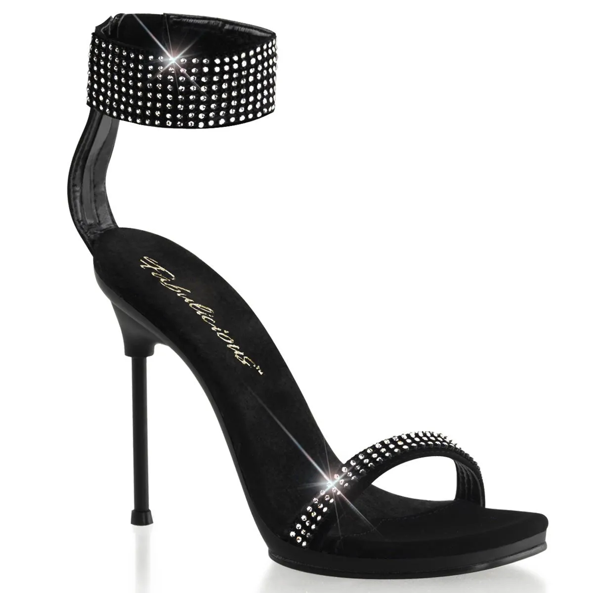 Fabulicious Chic 40 Womens 4 1/2" Heel, Rhinestone Sandal