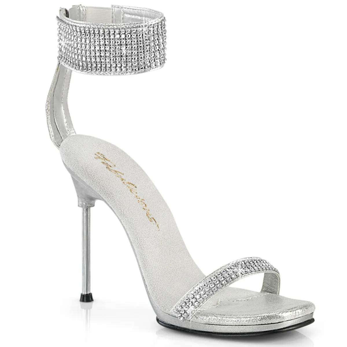 Fabulicious Chic 40 Womens 4 1/2" Heel, Rhinestone Sandal