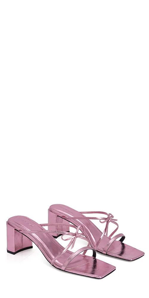 June Sandals Pink Metallic Leather