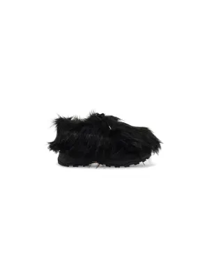 Lace-Up Faux Fur Slippers