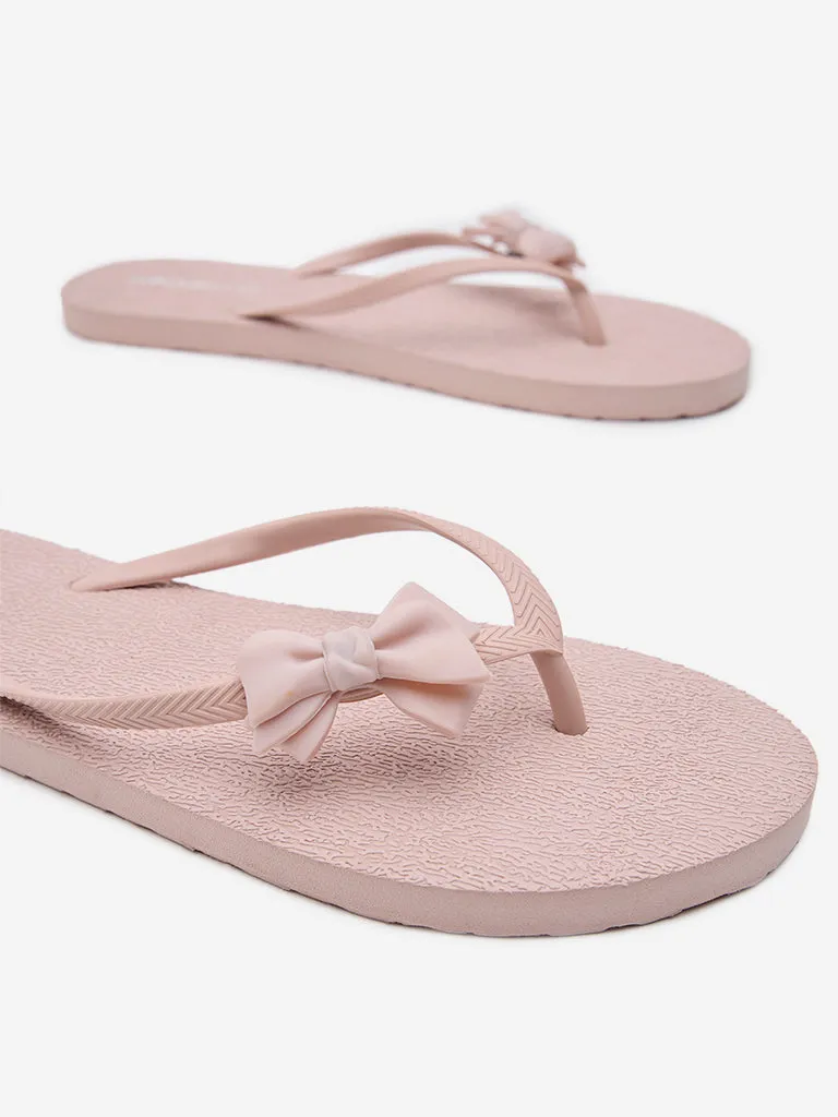 LUNA BLU Light Pink Bow-Detailed Flip-Flop