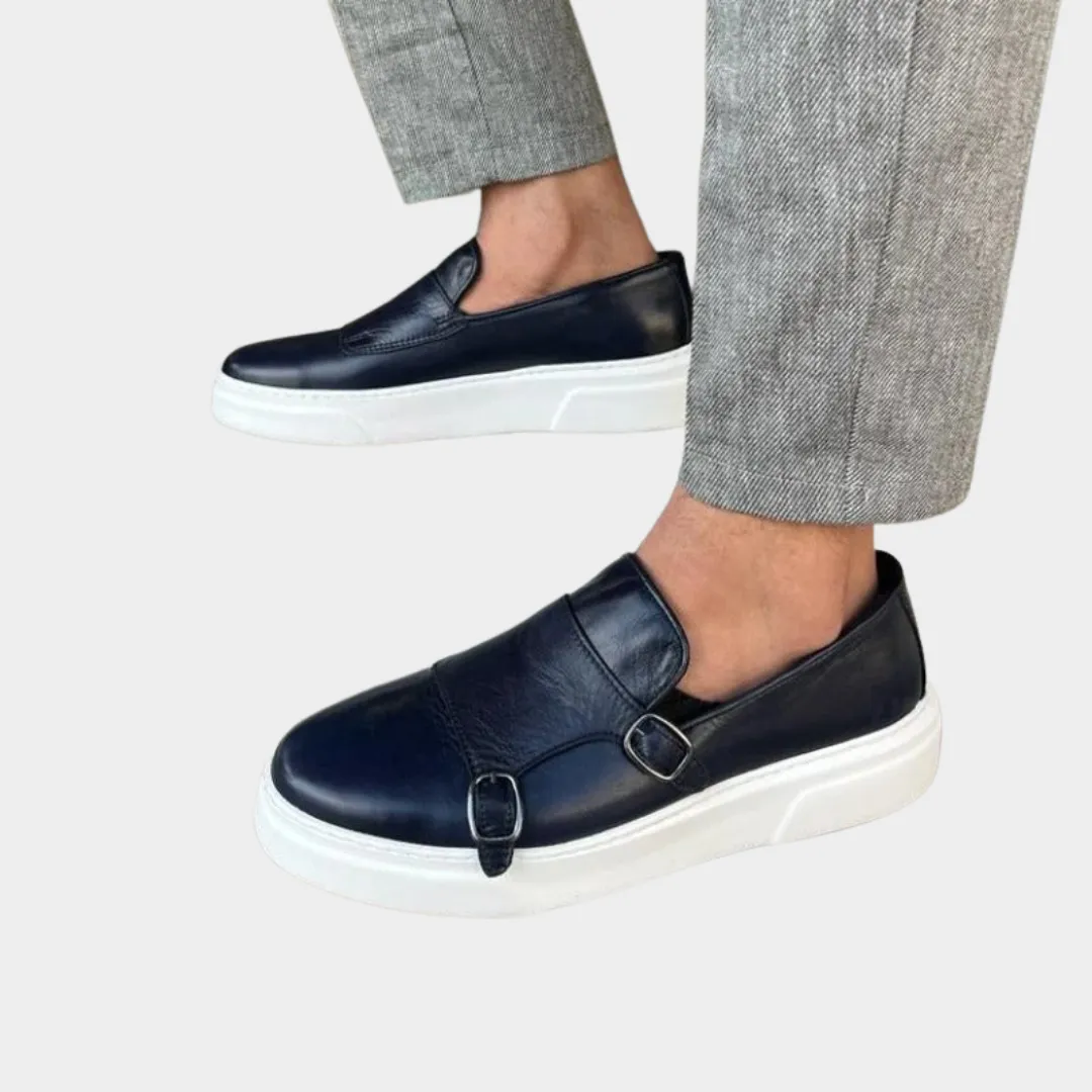 Mens Classic Vegan Leather Loafers  Formal & Casual Shoes  Buckle Detail  Multiple Colours